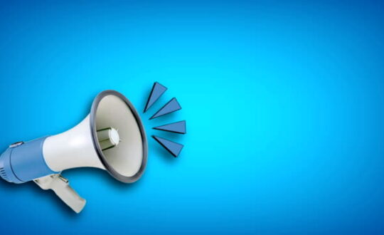 white megaphone on colored background